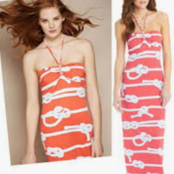 J. McLaughlin nautical rope halter bandeau maxi dress - Picture 1 of 5